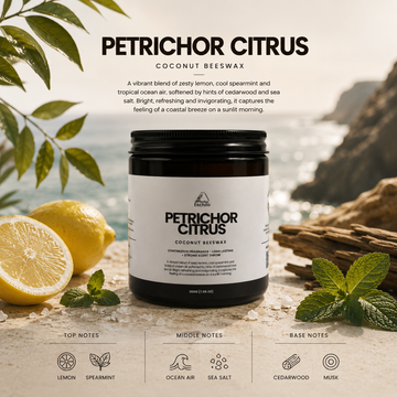 Petrichor Citrus Coconut Beeswax Candle